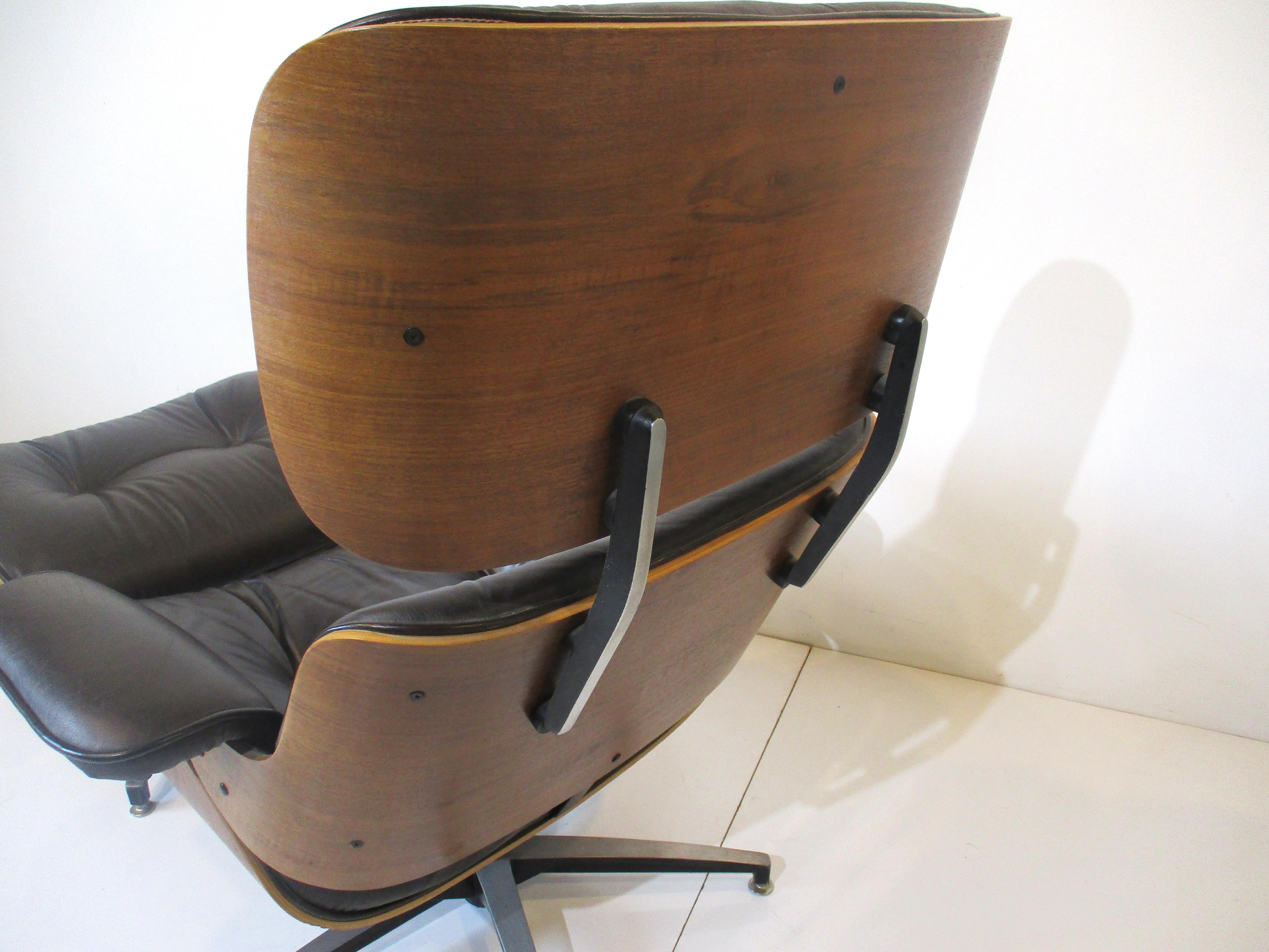 Selig Lounge Chair W/ Ottoman in Chocolate Leather in the Style of Eames 2