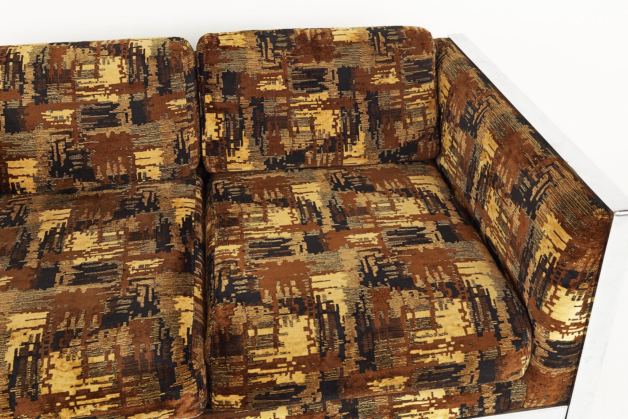 Selig Mid Century Chrome Upholstered Loveseat For Sale at 1stDibs