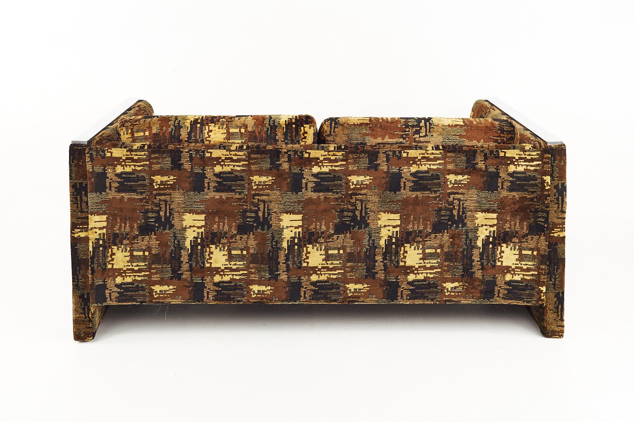 Selig Mid Century Chrome Upholstered Loveseat For Sale at 1stDibs