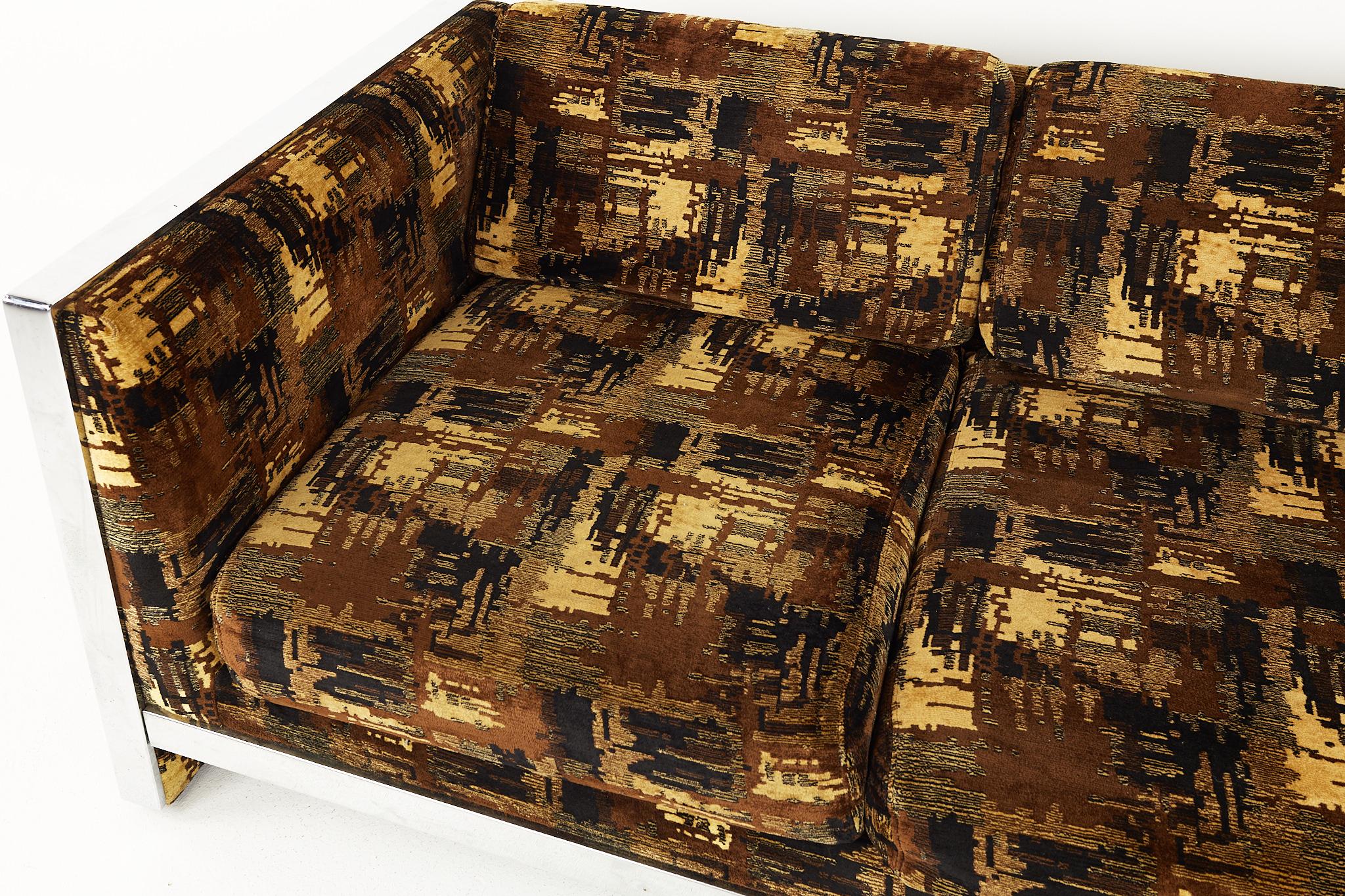 American Selig Mid Century Chrome Upholstered Sofa For Sale
