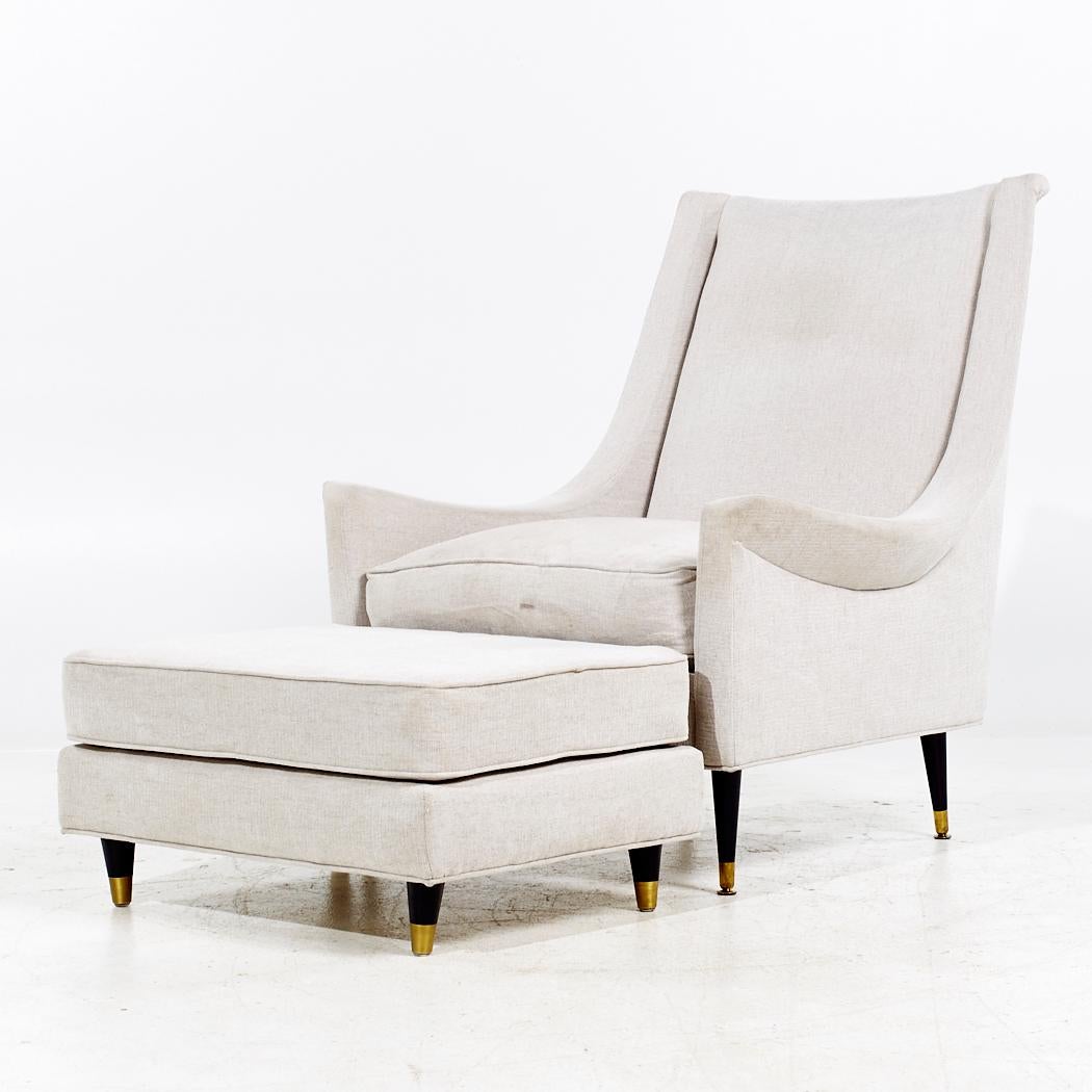 Mid-Century Modern Selig Mid Century Lounge Chair and Ottoman (chaise longue et pouf) en vente