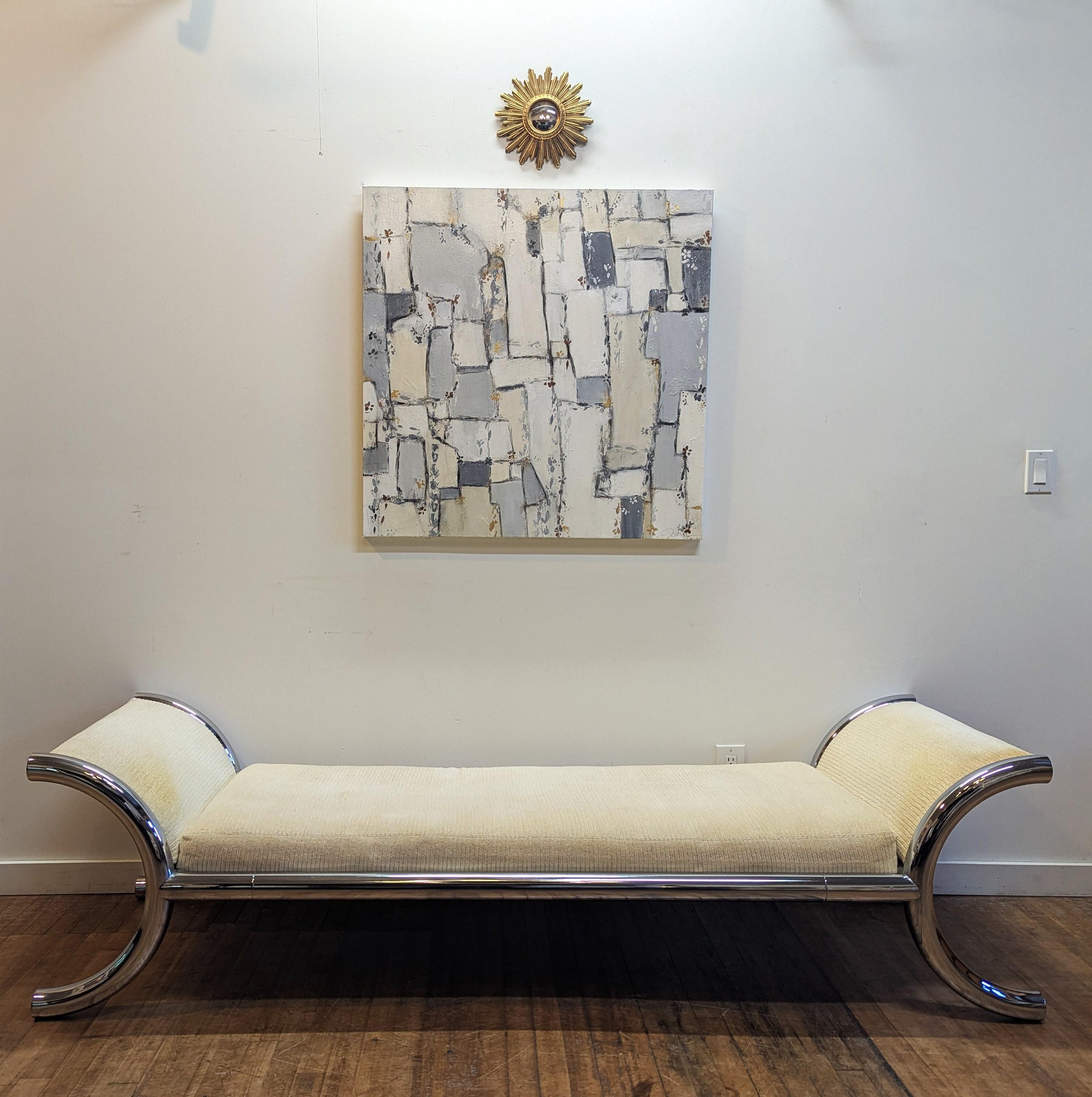 Acciaio Panchina cromata moderna di metà secolo Selig con chaise day bed in vendita