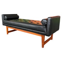 Selig Mid Century Modern Walnut Tufted Bench