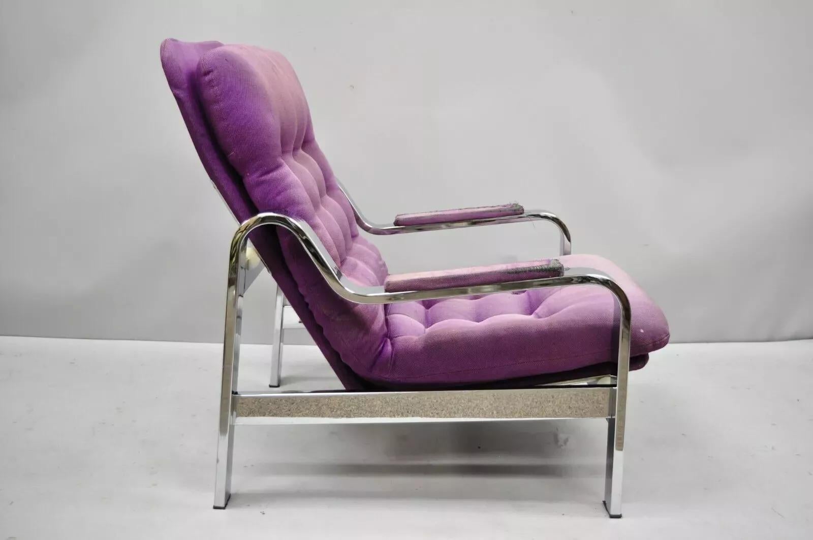 Selig Milo Baughman Moderner Chrom-Liegesessel mit Chrom-Liegesessel, Mid-Century Modern (Moderne der Mitte des Jahrhunderts) im Angebot