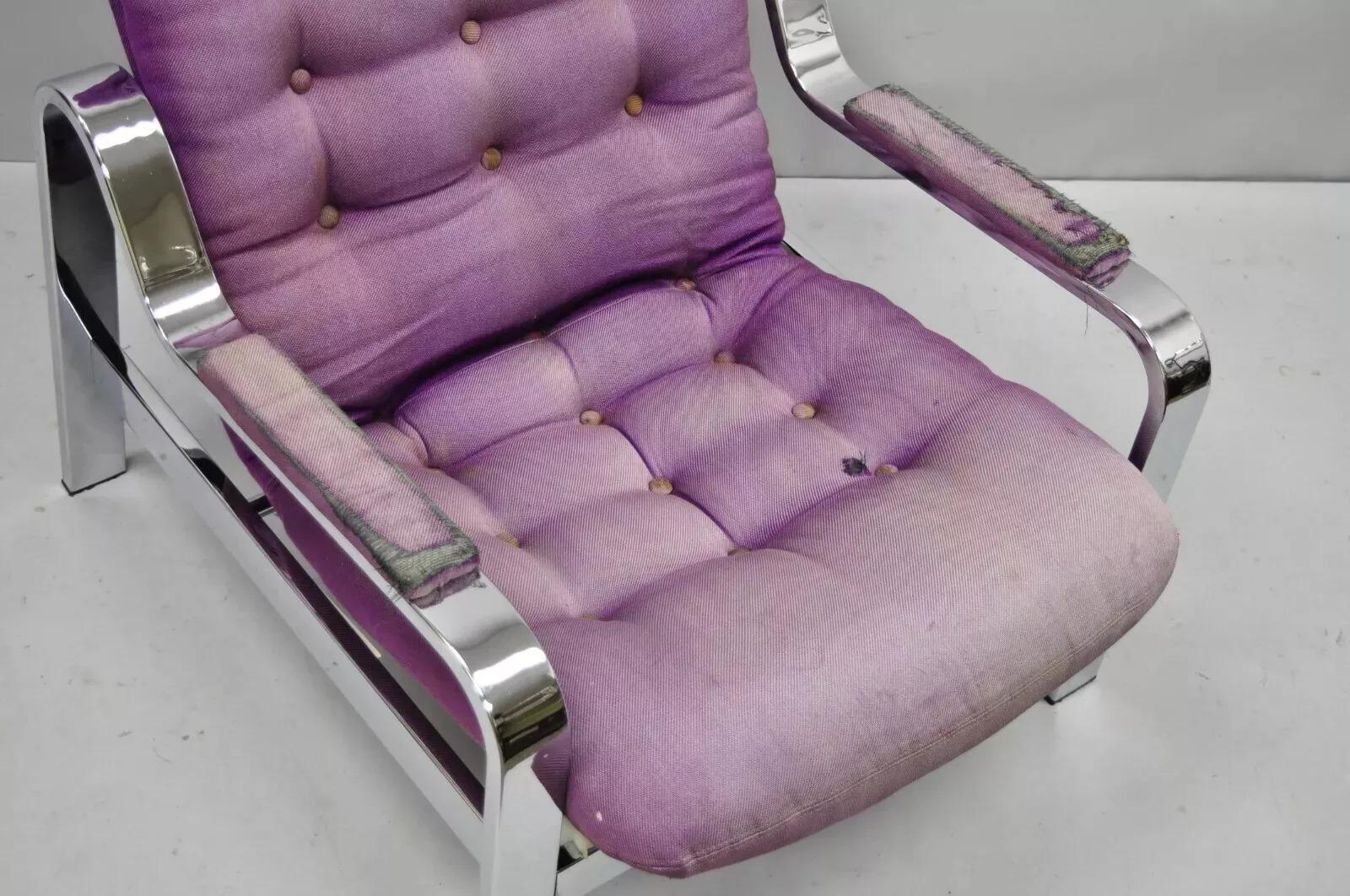 Selig Milo Baughman Moderner Chrom-Liegesessel mit Chrom-Liegesessel, Mid-Century Modern im Zustand „Gut“ im Angebot in Philadelphia, PA
