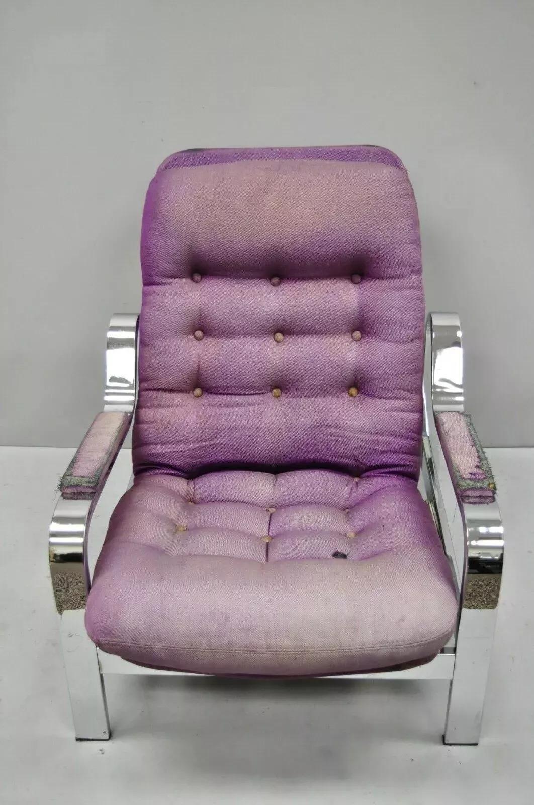 Selig Milo Baughman Moderner Chrom-Liegesessel mit Chrom-Liegesessel, Mid-Century Modern im Angebot 2