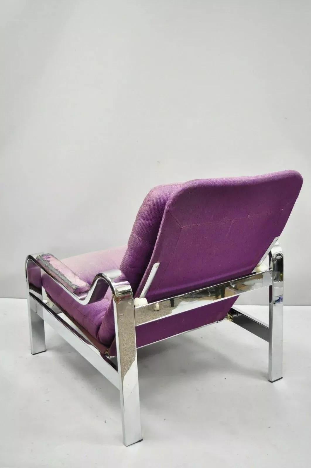 Selig Milo Baughman Moderner Chrom-Liegesessel mit Chrom-Liegesessel, Mid-Century Modern im Angebot 3