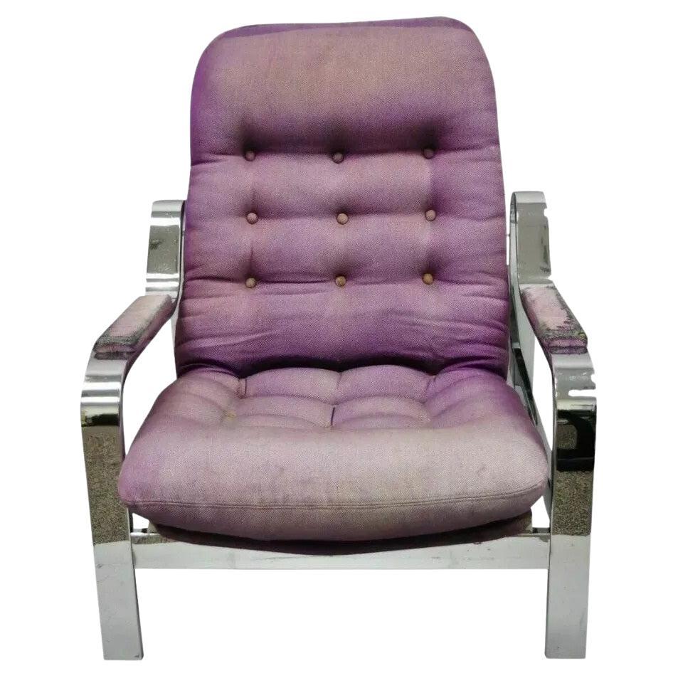 Selig Milo Baughman Mid Century Modern Chrome Recliner Reclining Lounge Chair