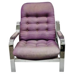 Vintage Selig Milo Baughman Mid Century Modern Chrome Recliner Reclining Lounge Chair