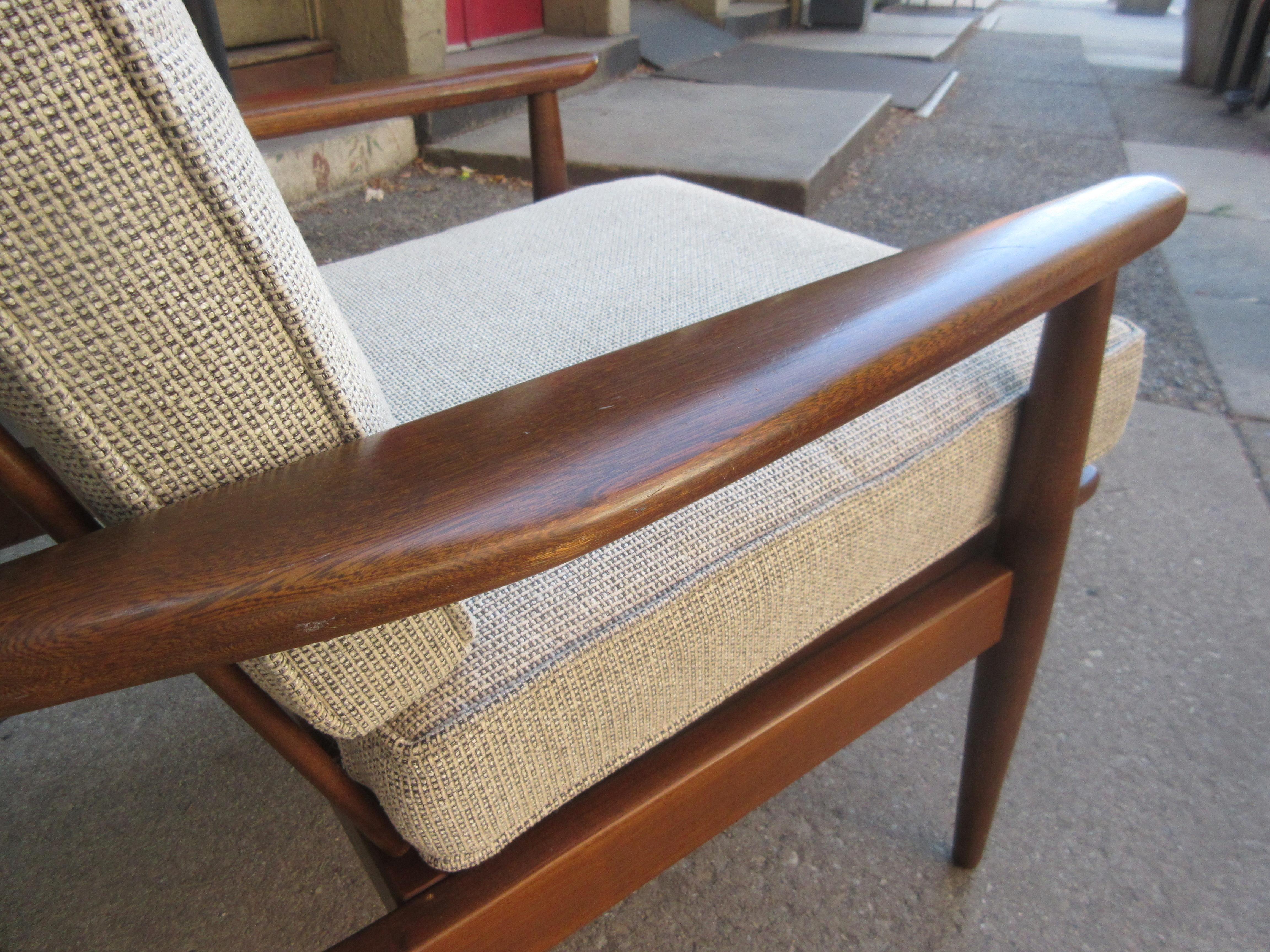 Walnut Selig Open-Arm Lounge Chair