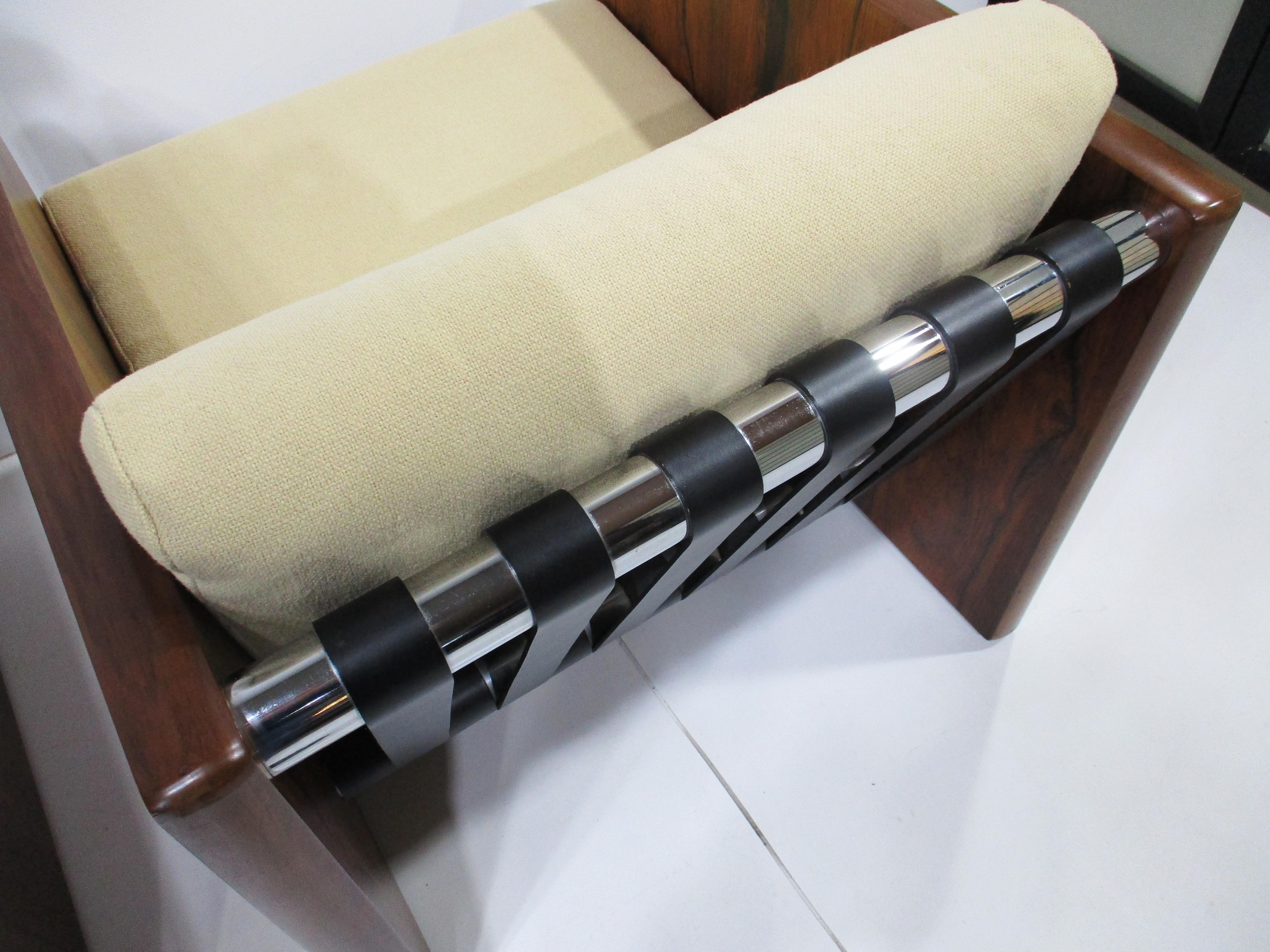 Sedie Club Cube con cinturino in pelle e imbottite in palissandro Selig in vendita 6