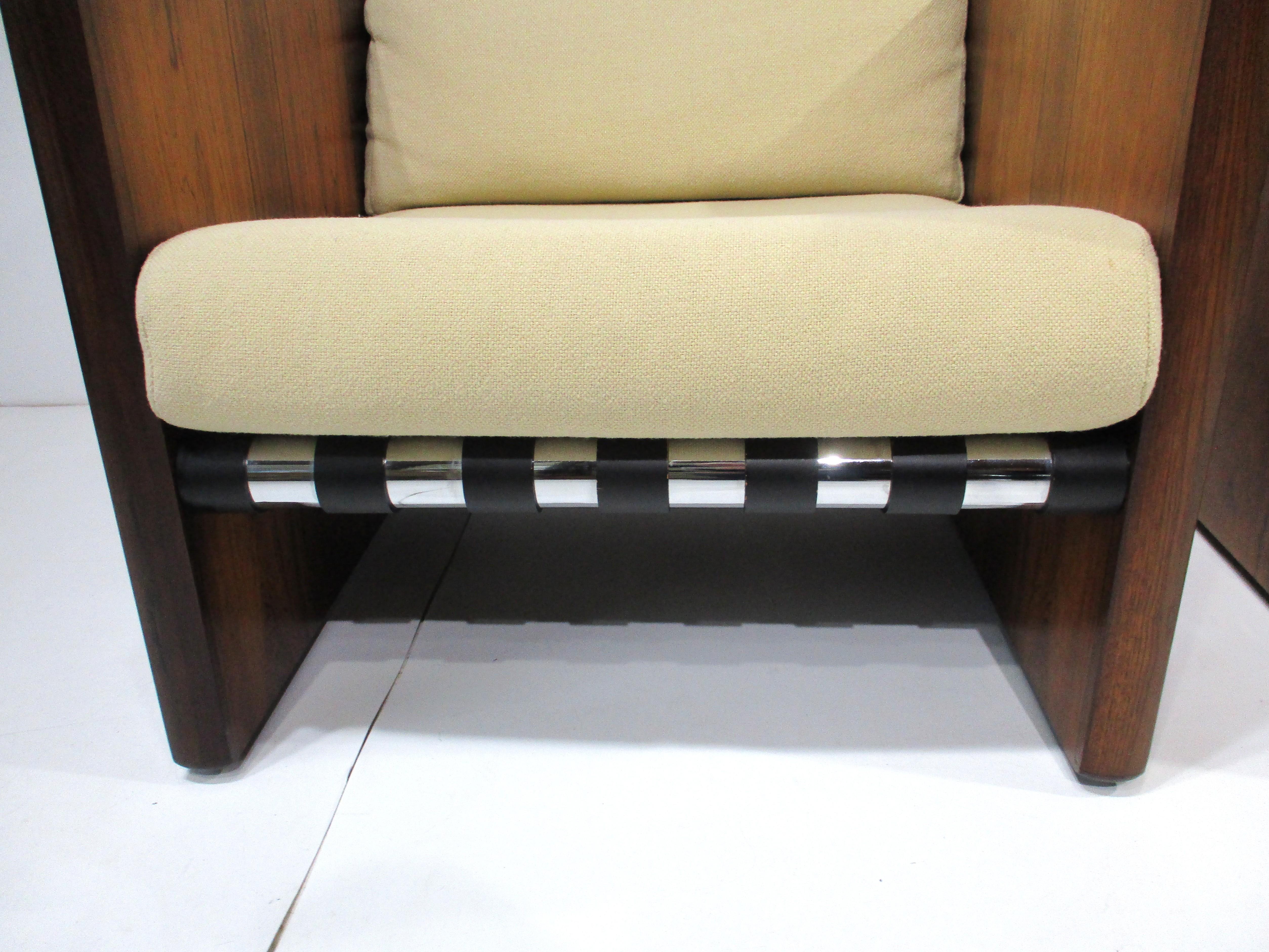 Sedie Club Cube con cinturino in pelle e imbottite in palissandro Selig in vendita 7