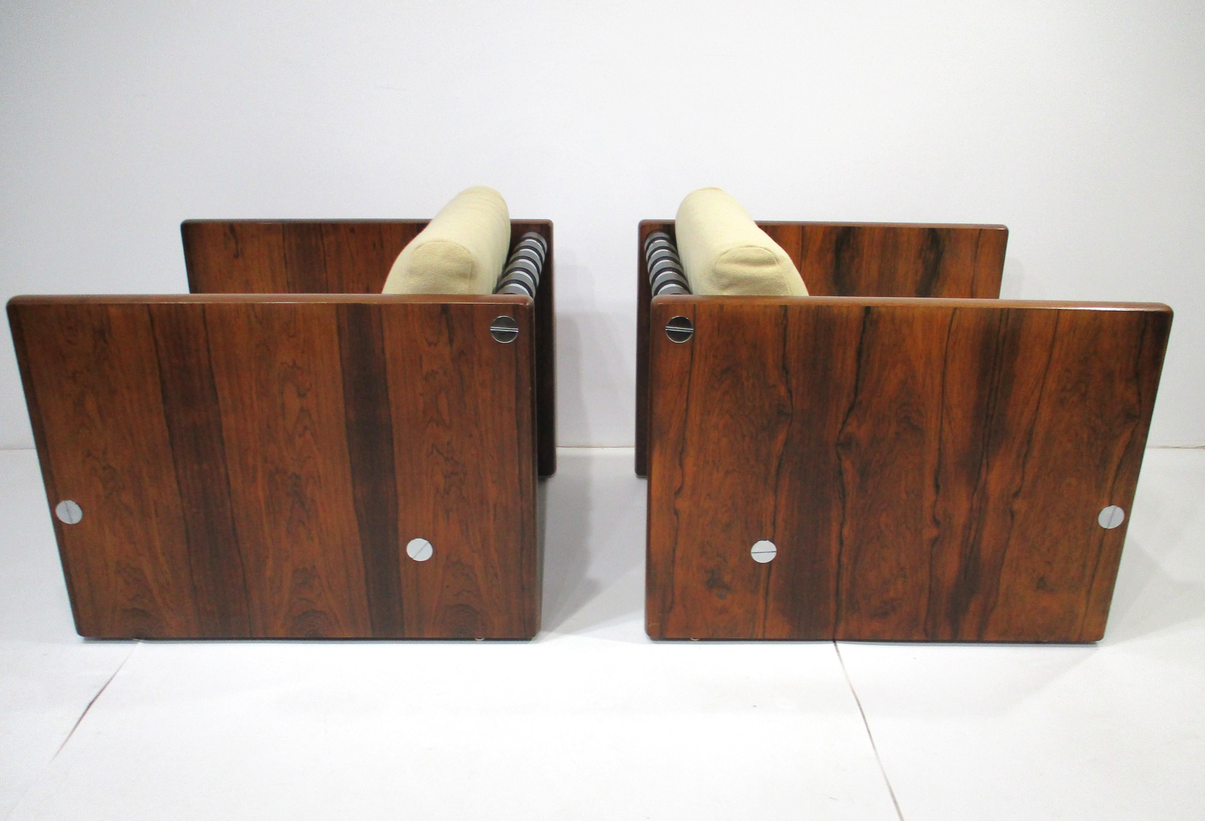 Sedie Club Cube con cinturino in pelle e imbottite in palissandro Selig In condizioni buone in vendita a Cincinnati, OH