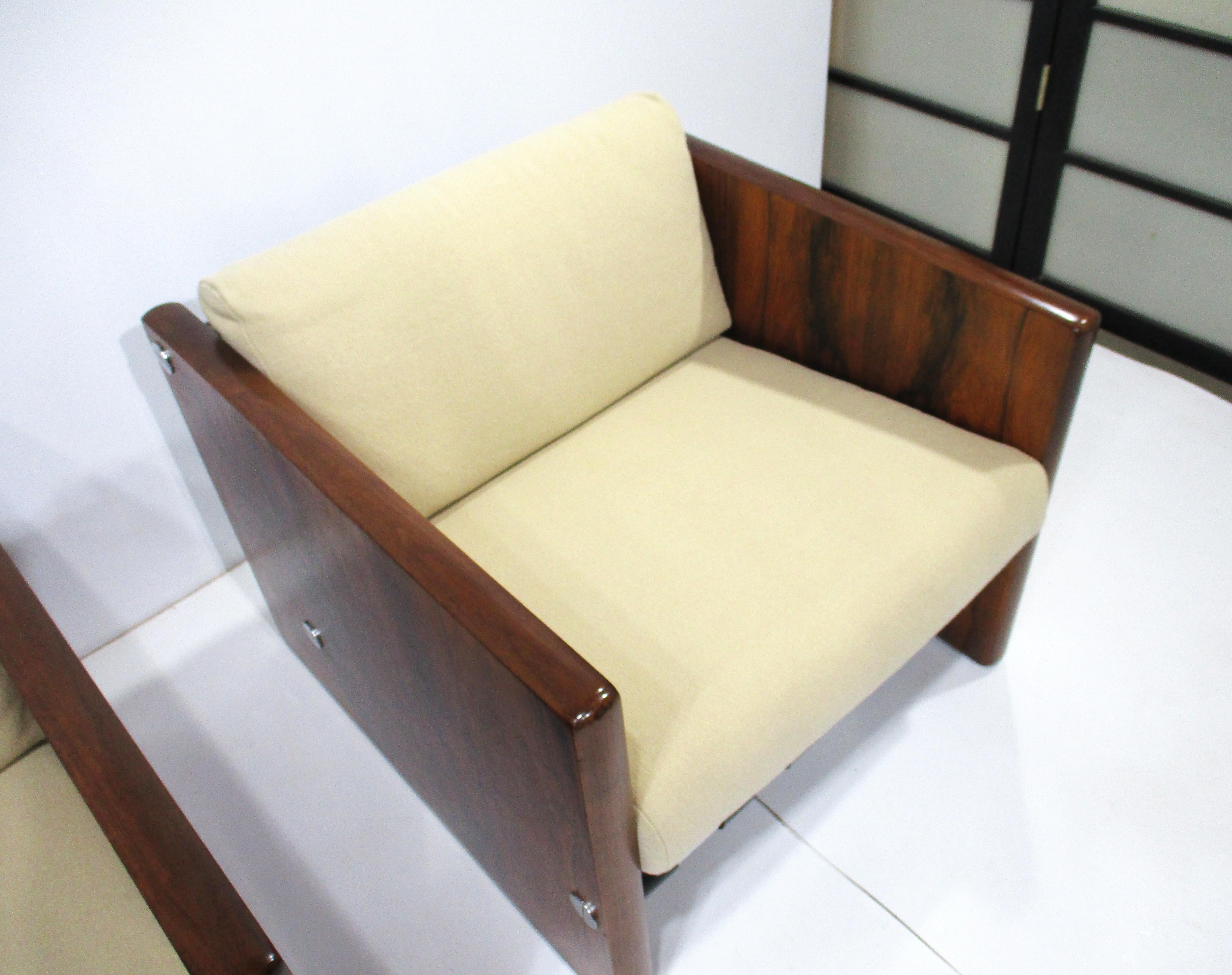 Sedie Club Cube con cinturino in pelle e imbottite in palissandro Selig in vendita 1