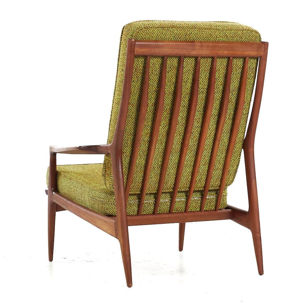 Late 20th Century Selig Style Mid Century Walnut Lounge Chair For Sale