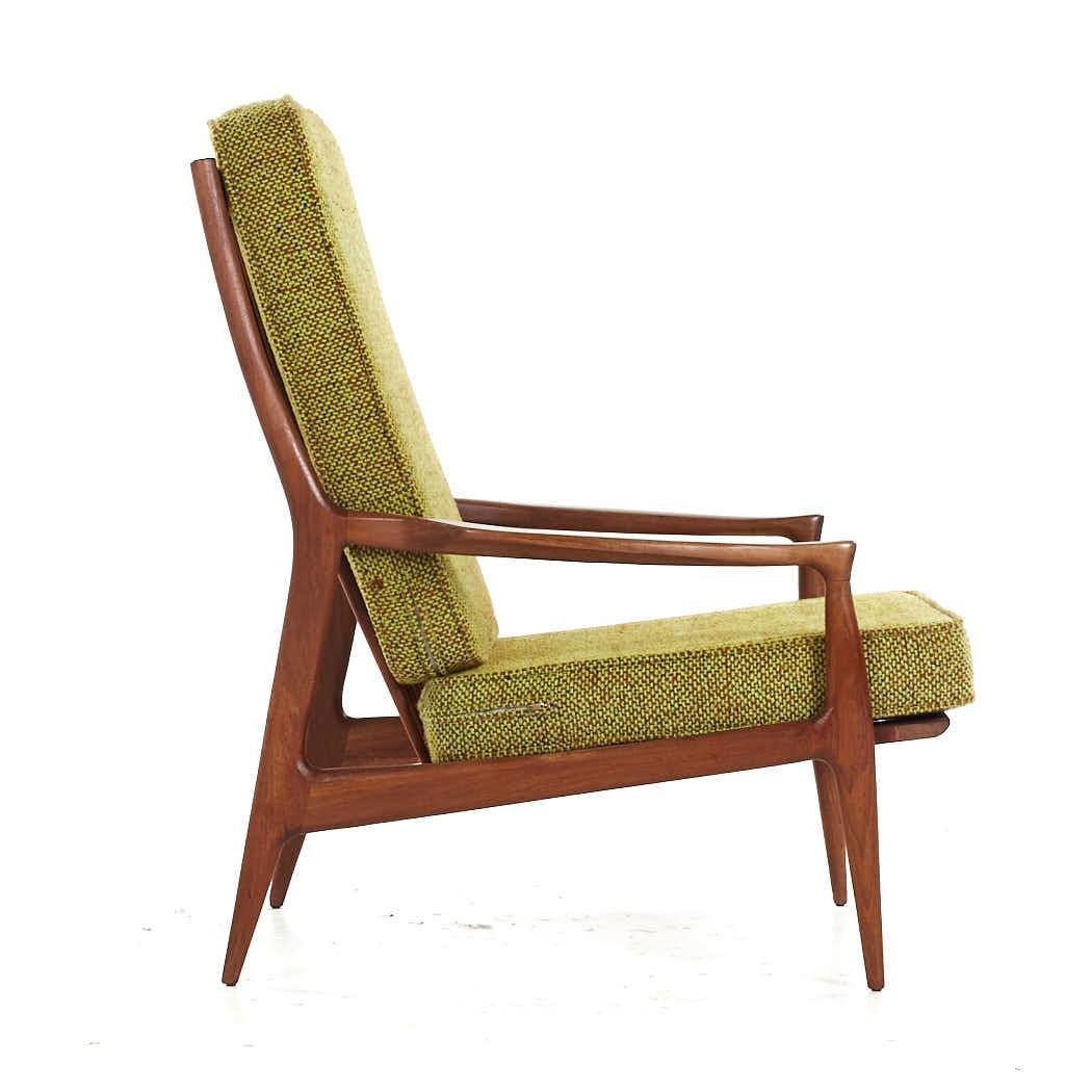 Upholstery Selig Style Mid Century Walnut Lounge Chair For Sale