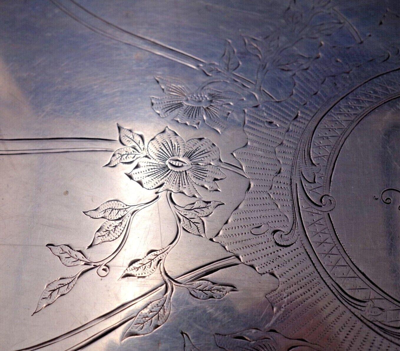 Seligmann Austrian .800 Silver Tea Tray w/ Hand Engraved Flowers Leaves (#6066) 1