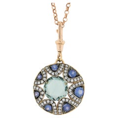 Selim Mouzannar, collier pendentif en or 18 carats avec saphirs d'eau et diamants de 11,62 carats