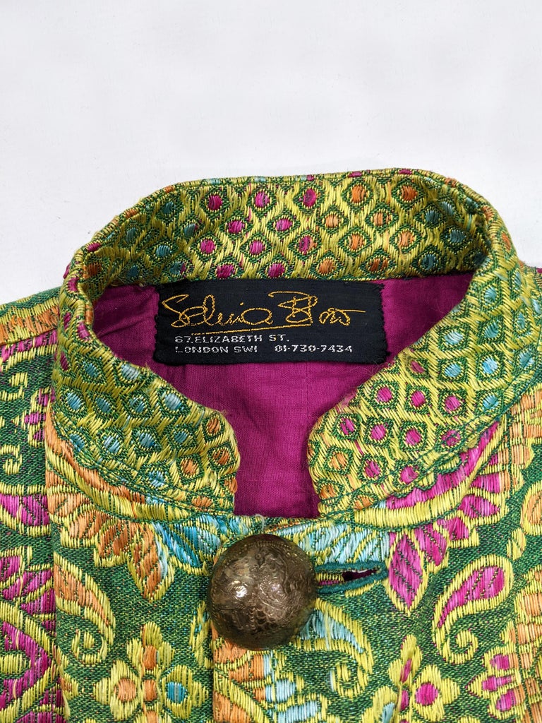 Selina Blow Vintage Mens Rare 80s Paisley Brocade Nehru Blazer Jacket 1980s  For Sale at 1stDibs