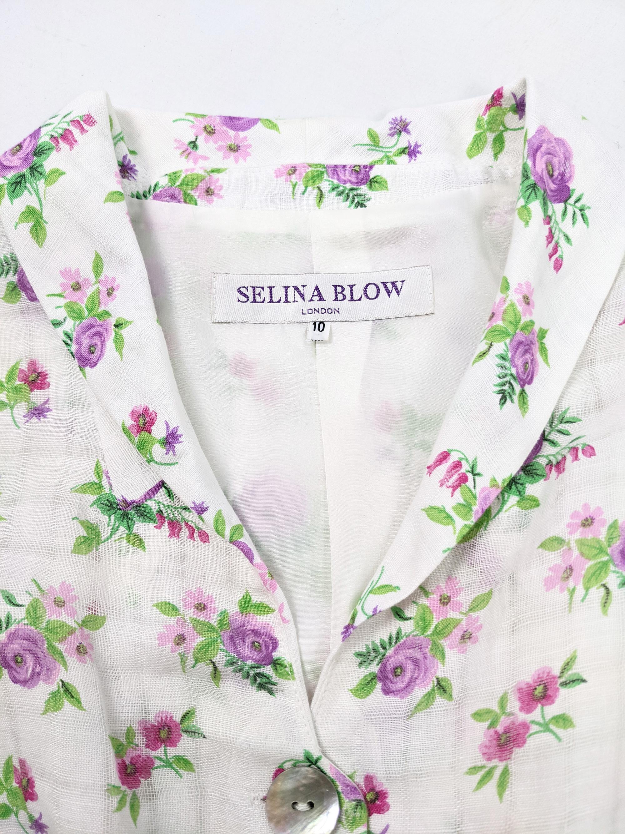 Selina Blow Vintage Short Sleeve 1940s Inspired Floral Tea Dress For Sale 1