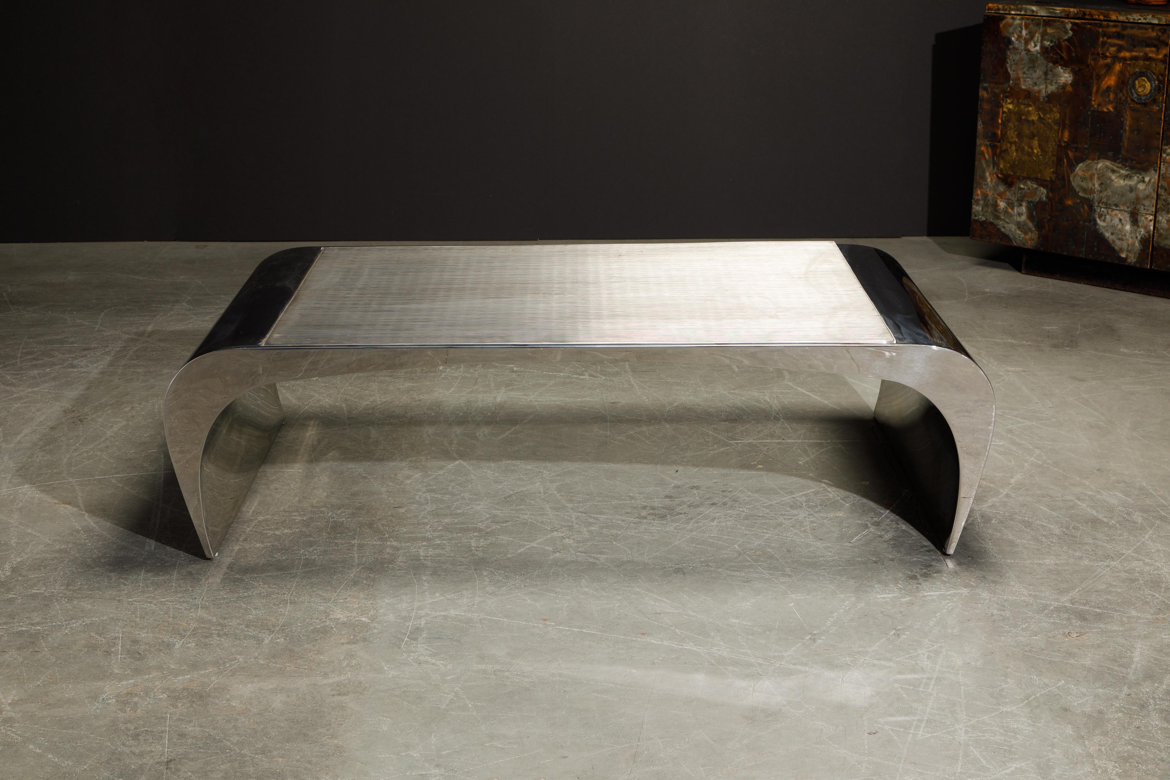 Modern 'Selina K' by Louis A. Lara for Brueton Stainless Steel Cocktail Table, c 1980