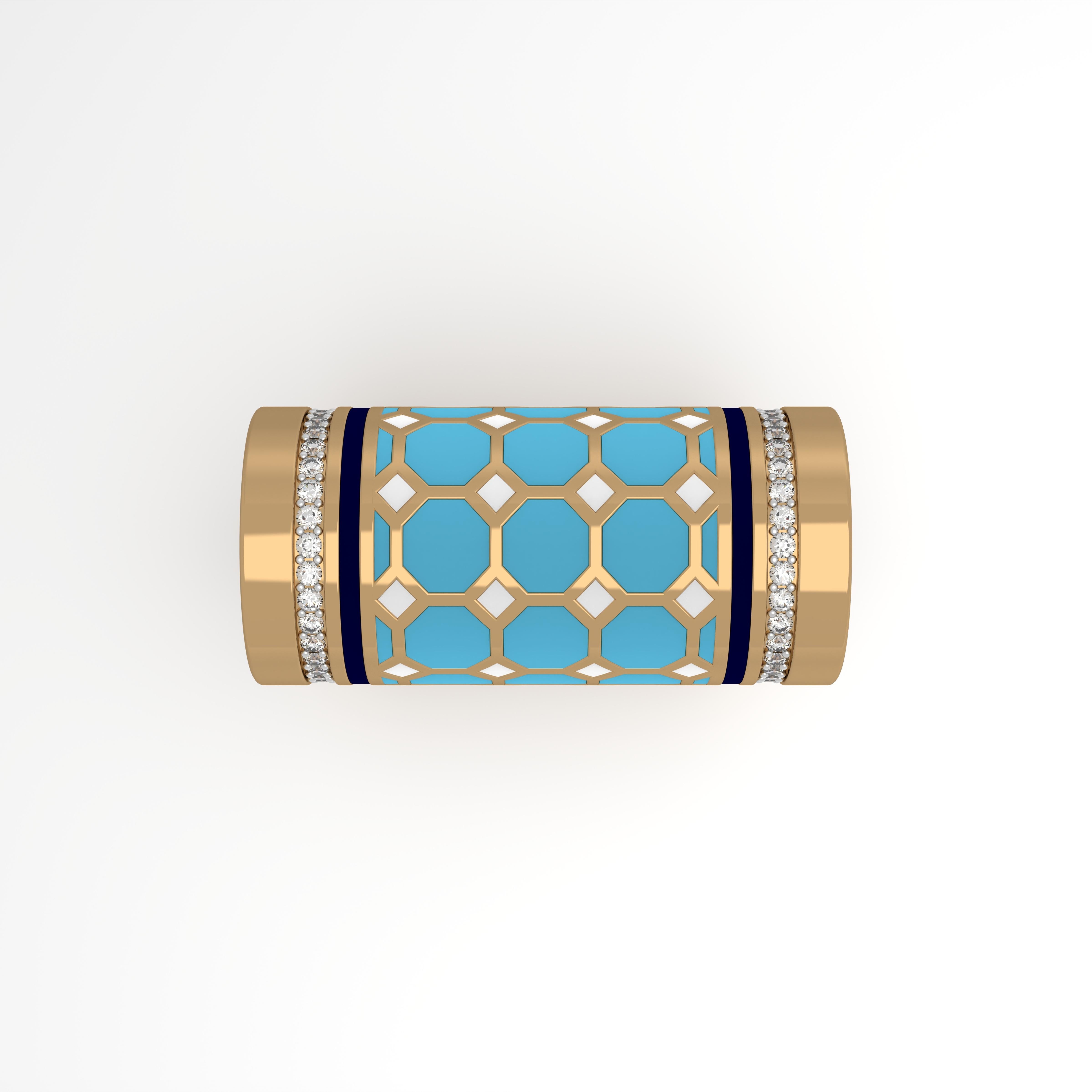 En vente :  SOHNAA, bague courbe Miraas Selina Verticle en or 18 carats, diamants et émail 2