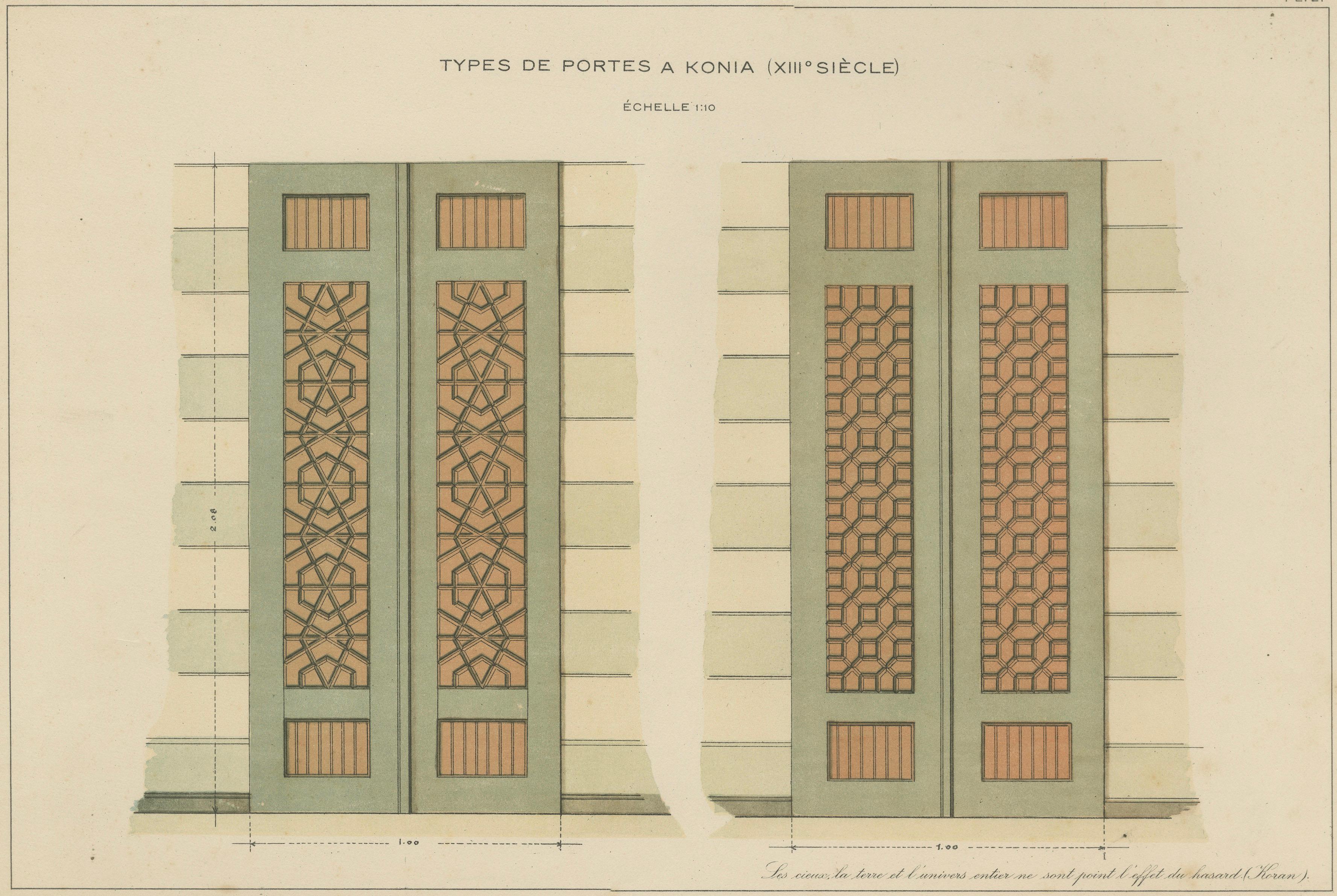 Seljuk Geometric Door Designs of Konya, Islamic Architecture, Raymond 1924