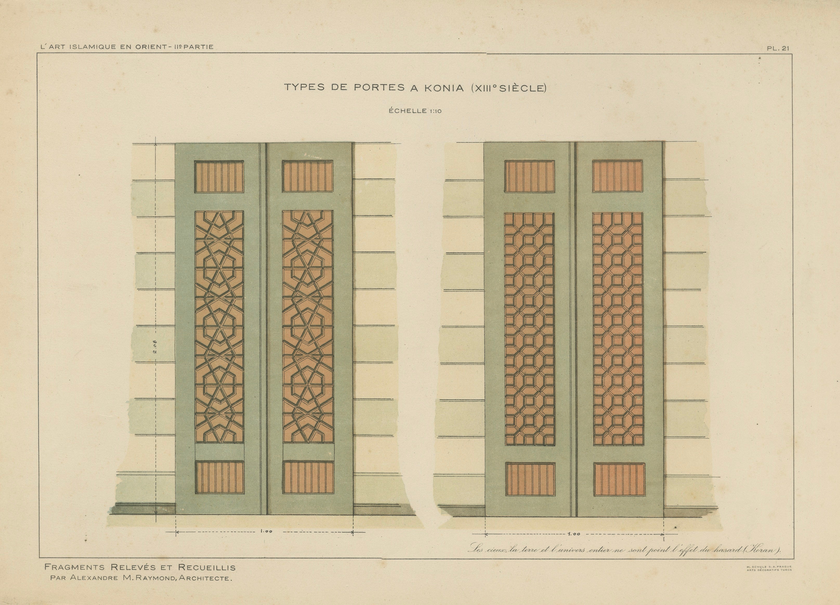 Seljuk Geometric Door Designs of Konya, Islamic Architecture, Raymond 1924