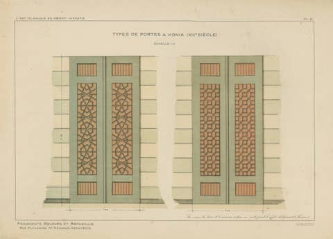 Seljuk Geometric Door Designs of Konya, Islamic Architecture, Raymond 1924