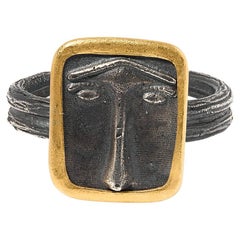 Seljuk Lion, Prehistoric Coin Lion Face Ring, 24K Gold & Silver, Handmade