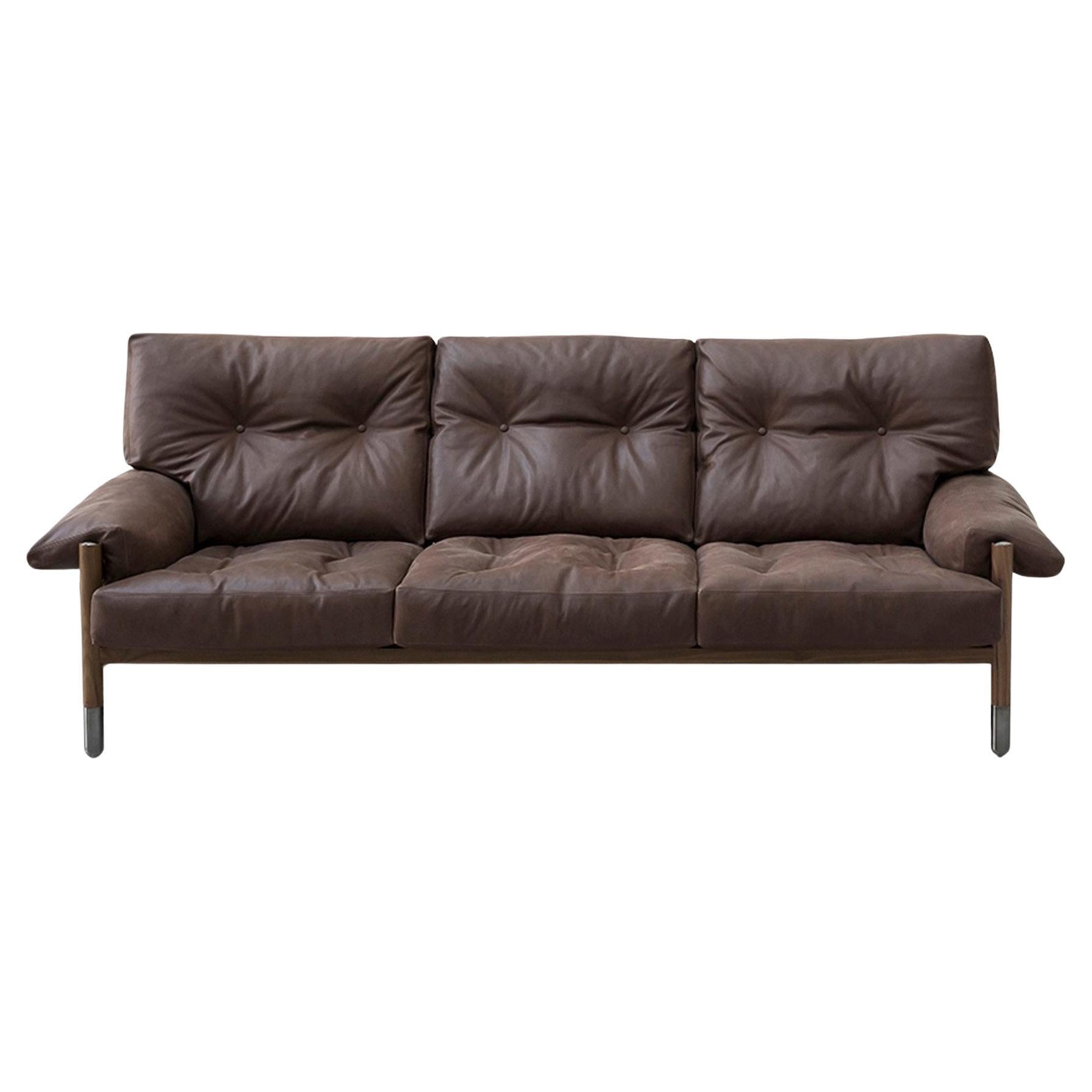 Sella - Sofa in leather by Carlo de Carli for Tacchini For Sale