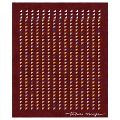 Sellero Marrone, tapis à motifs géométriques en laine et soie de bambou noué à la main, en stock