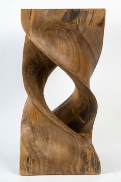 Sellette by Olivier de Schrijver, Carved and Stained Natural Wood, 20th Century.