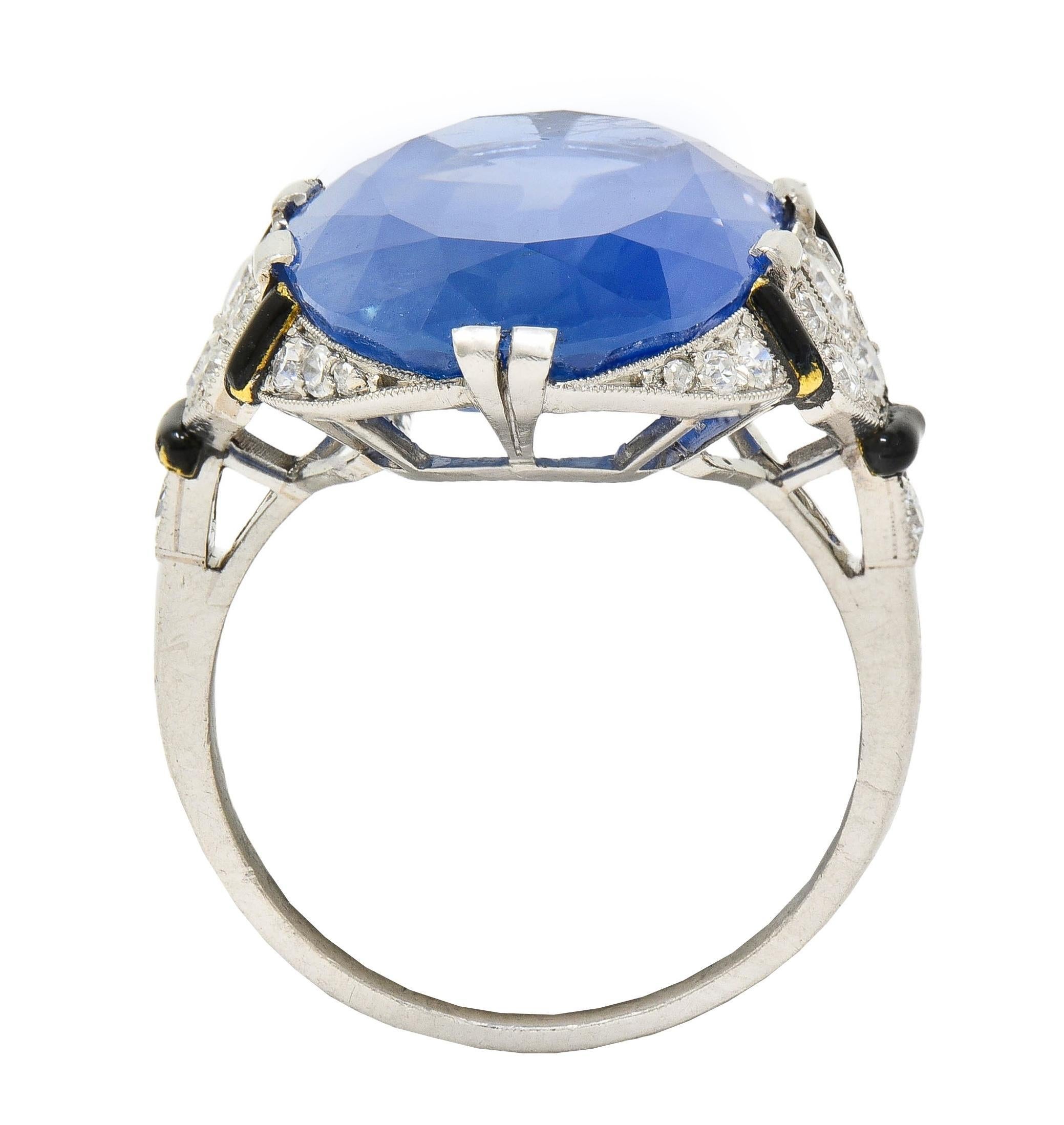 Sellier Dumont Art Deco French Ceylon Sapphire Diamond Platinum Vintage Ring For Sale 5