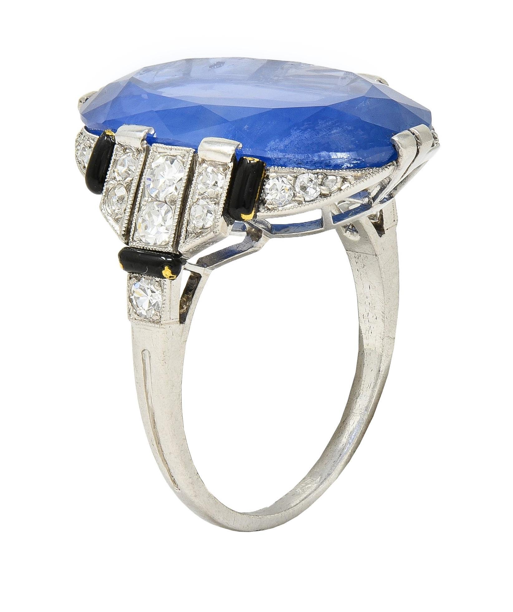 Sellier Dumont Art Deco French Ceylon Sapphire Diamond Platinum Vintage Ring For Sale 6