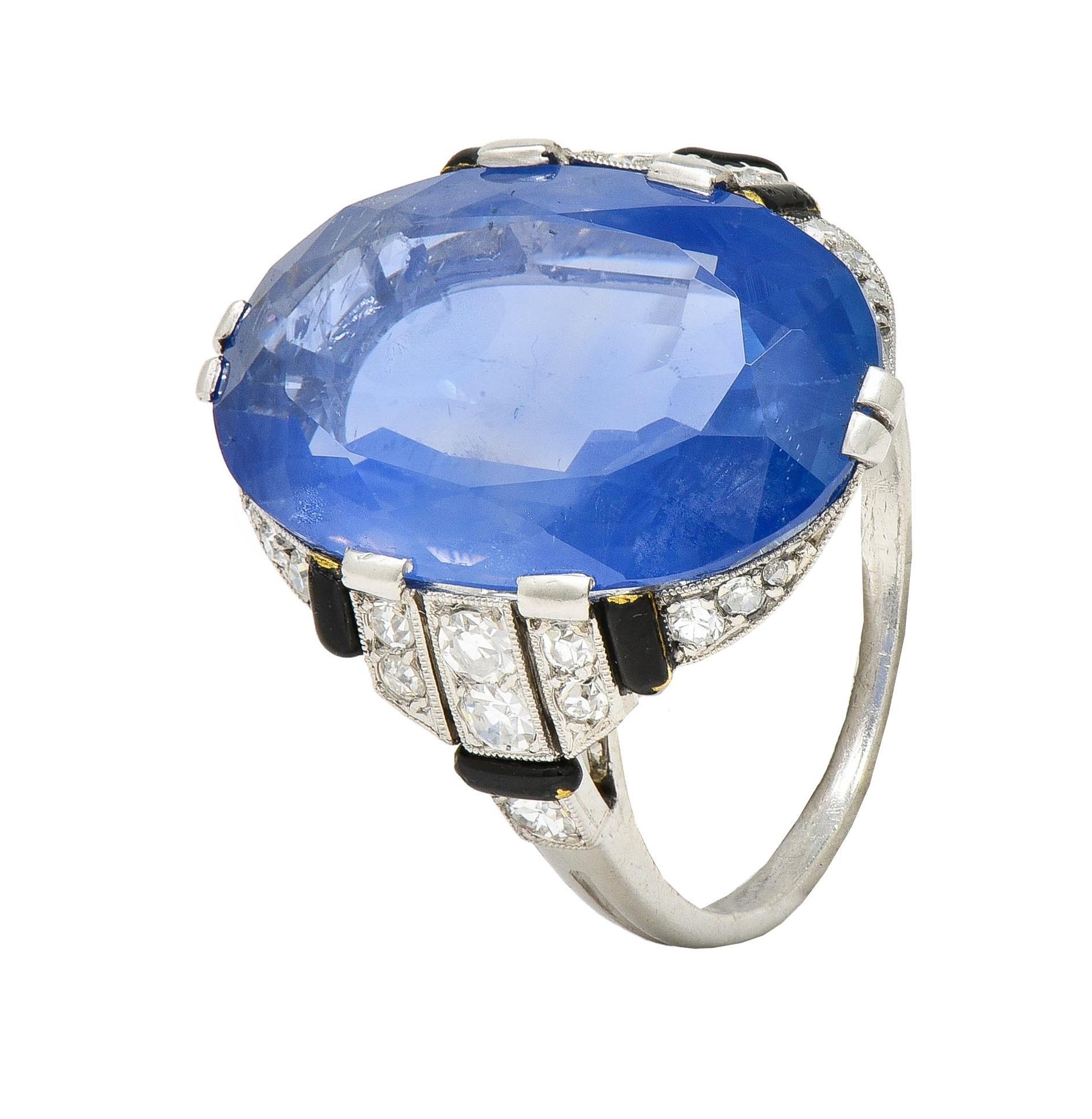 Sellier Dumont Art Deco French Ceylon Sapphire Diamond Platinum Vintage Ring For Sale 7