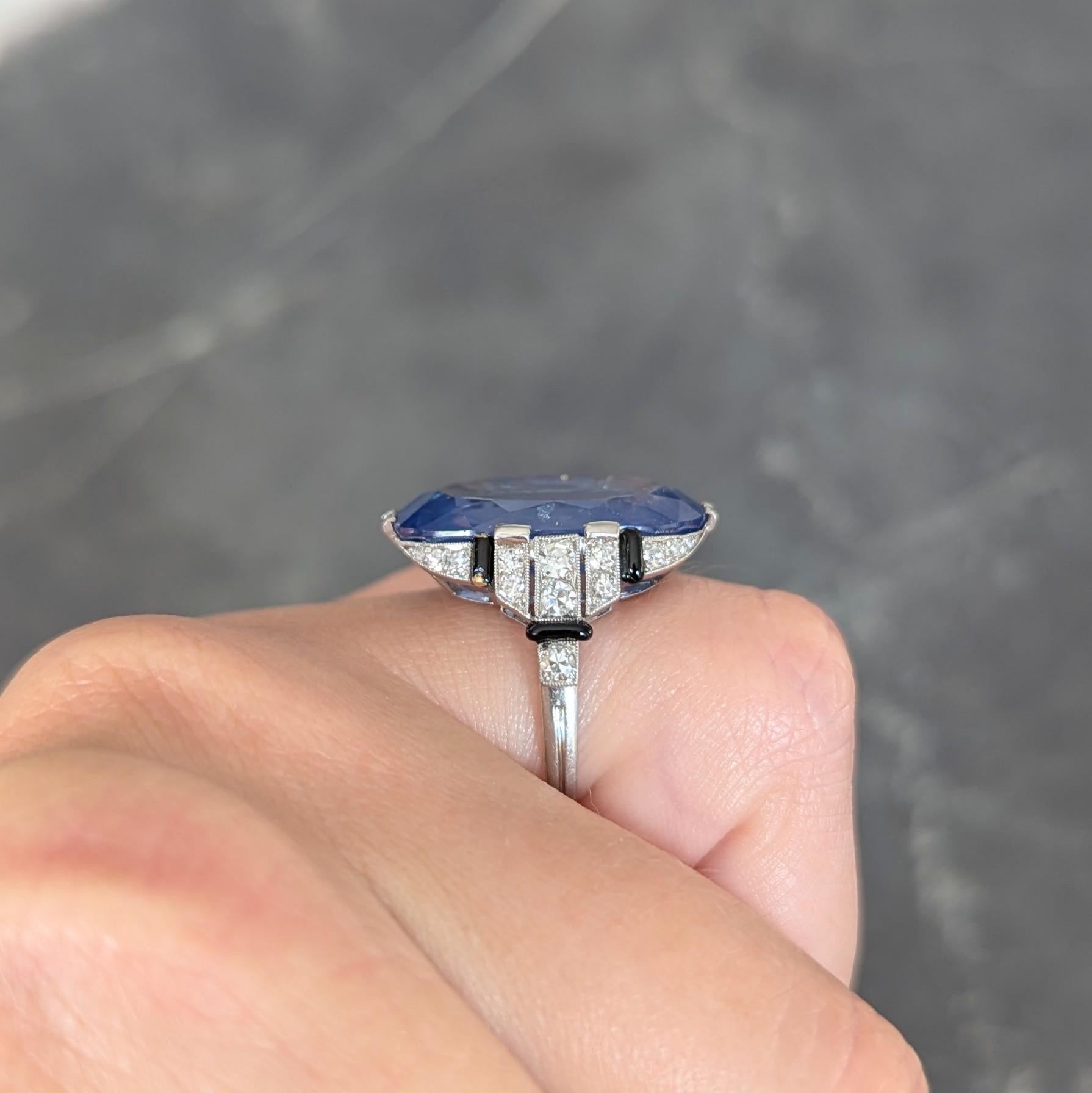 Sellier Dumont Art Deco French Ceylon Sapphire Diamond Platinum Vintage Ring For Sale 8