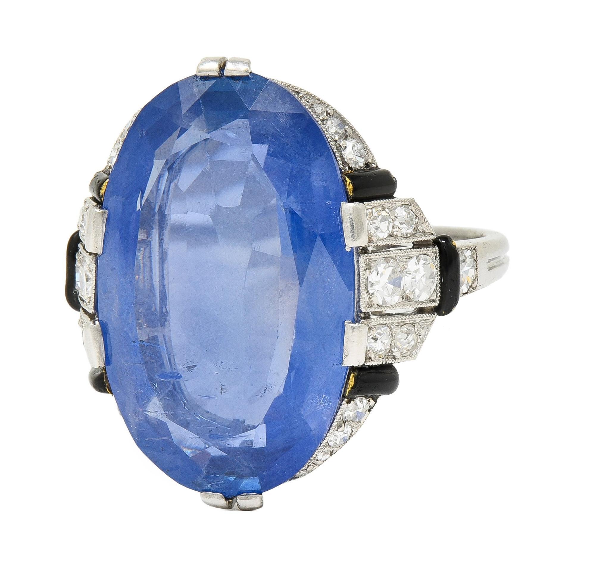 Sellier Dumont Art Deco French Ceylon Sapphire Diamond Platinum Vintage Ring For Sale 2