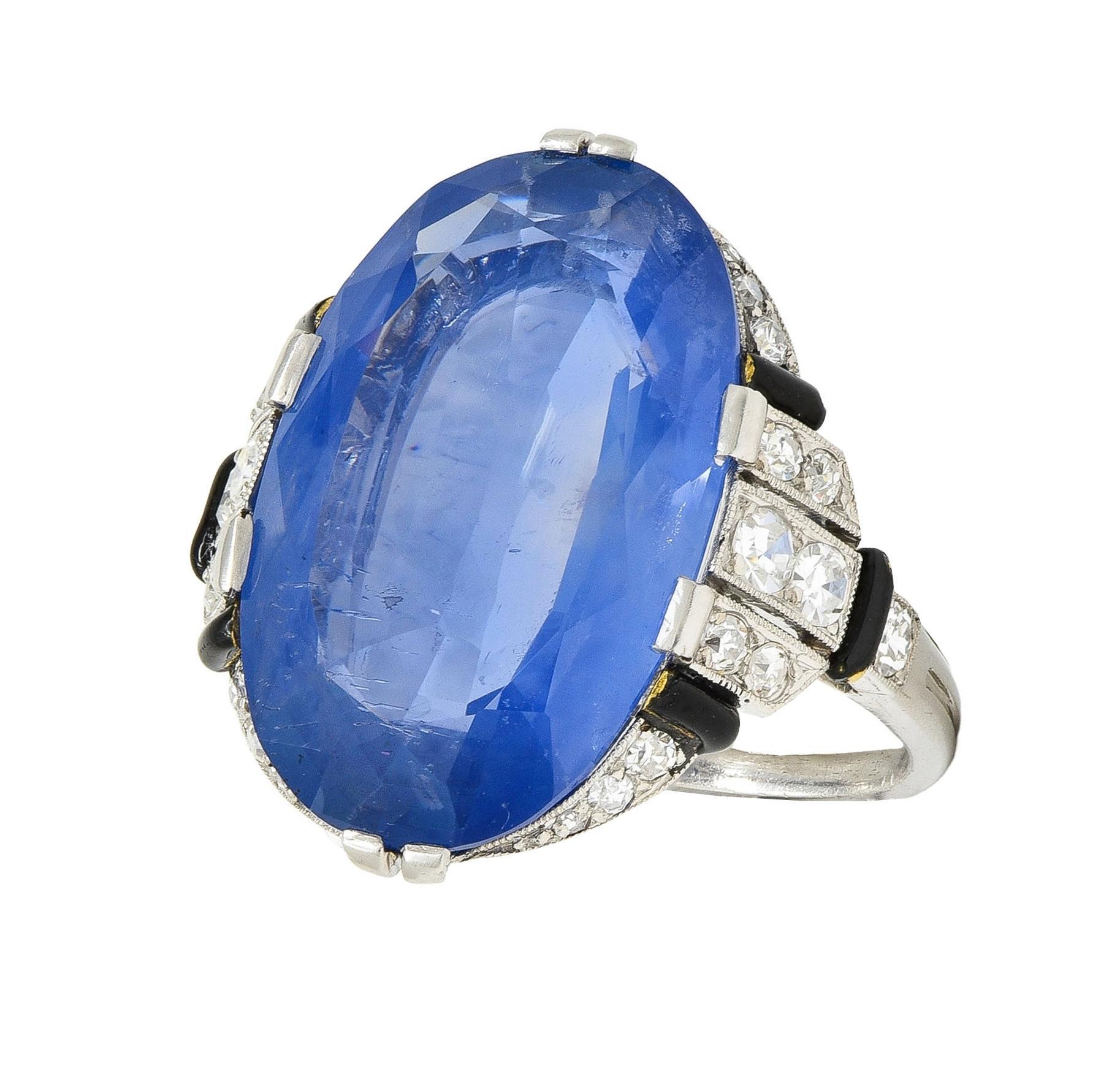 Sellier Dumont Art Deco French Ceylon Sapphire Diamond Platinum Vintage Ring For Sale 4