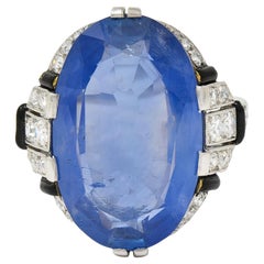 Sellier Dumont, bague vintage Art déco française Ceylan saphir diamantée
