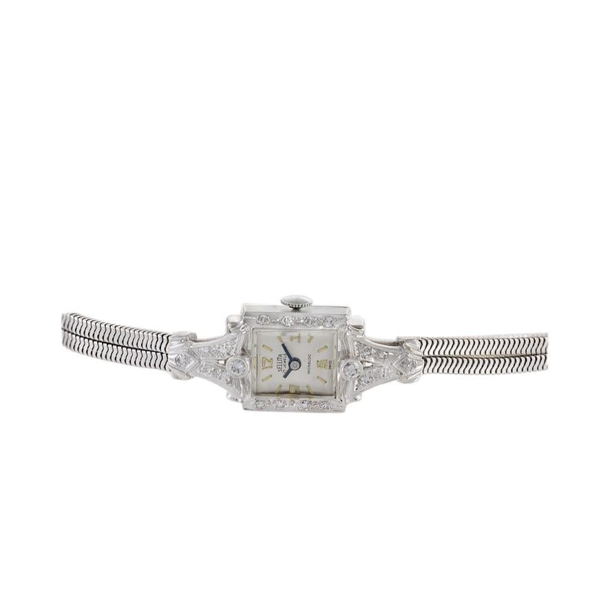 Sellita Cocktail Watch 14K White Gold and Diamonds In Good Condition For Sale In New York, NY