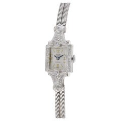 Sellita Montre cocktail en or blanc 14 carats et diamants