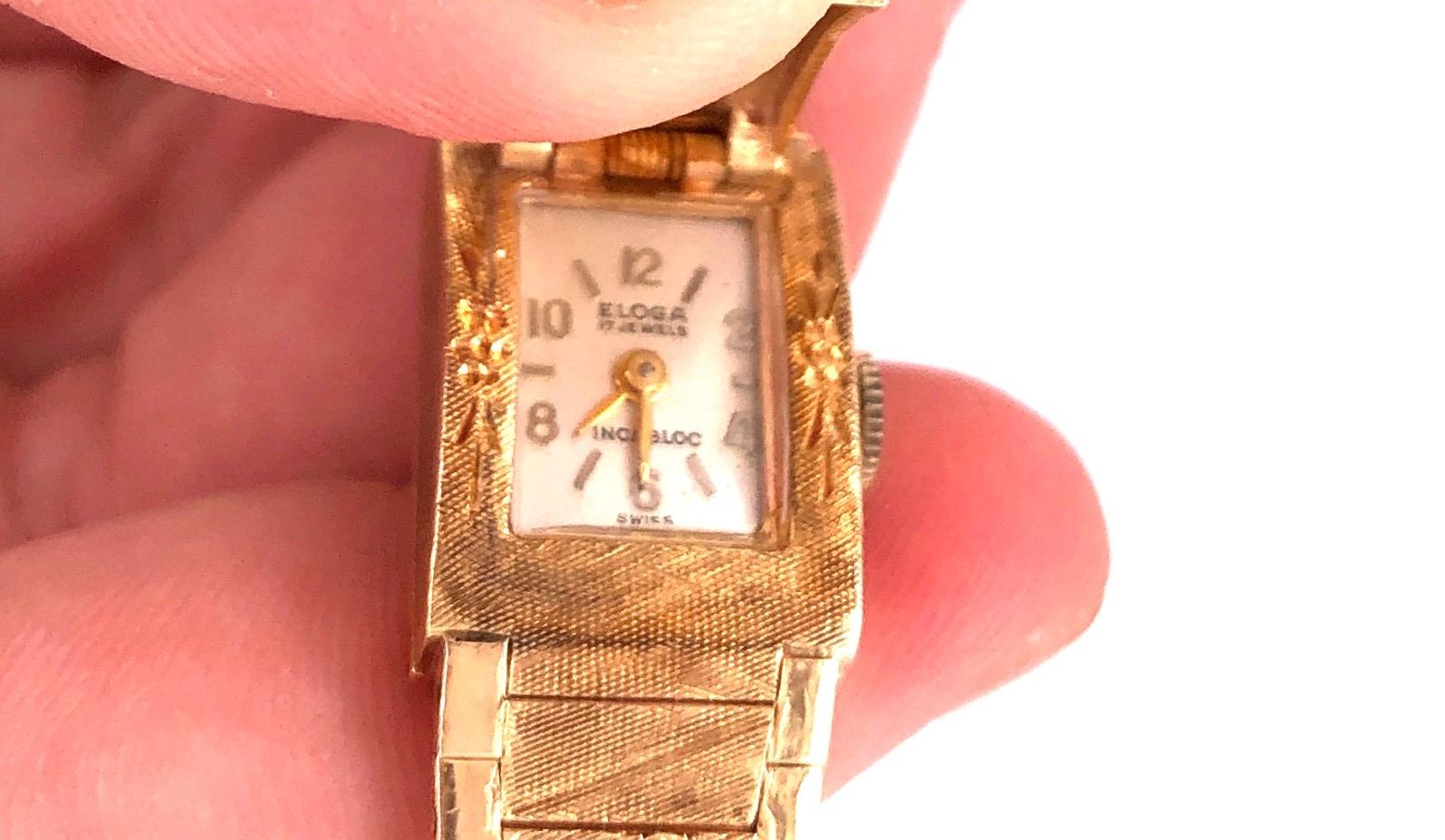 Sellita Montre-bracelet suisse pour femme en or 14 carats avec 17 rubis Unisexe en vente