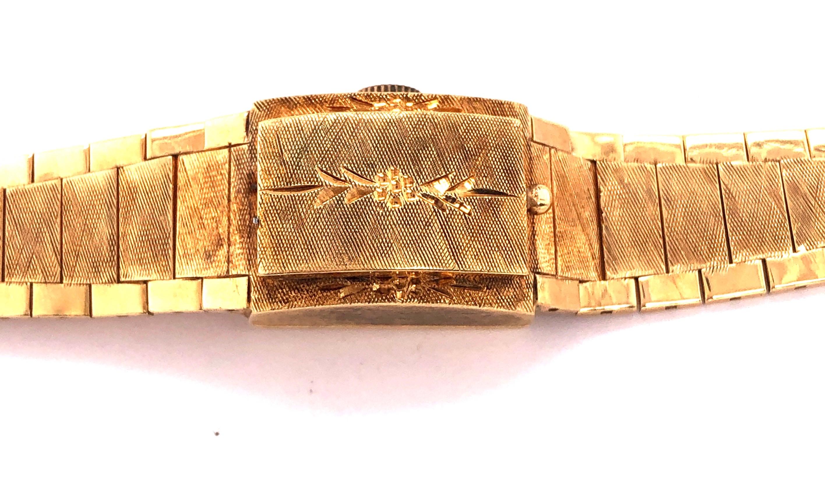 Art Deco Sellita Ladies 14 Karat Gold Bracelet Wristwatch Swiss 17 Jewels For Sale
