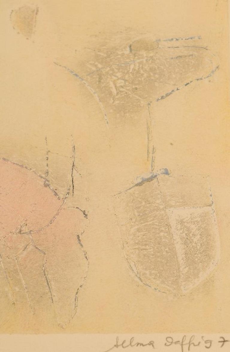 Selma Daffre, gelistete brasilianische Künstlerin, Collographie auf Papier, „Linhas“ (Brasilianisch) im Angebot