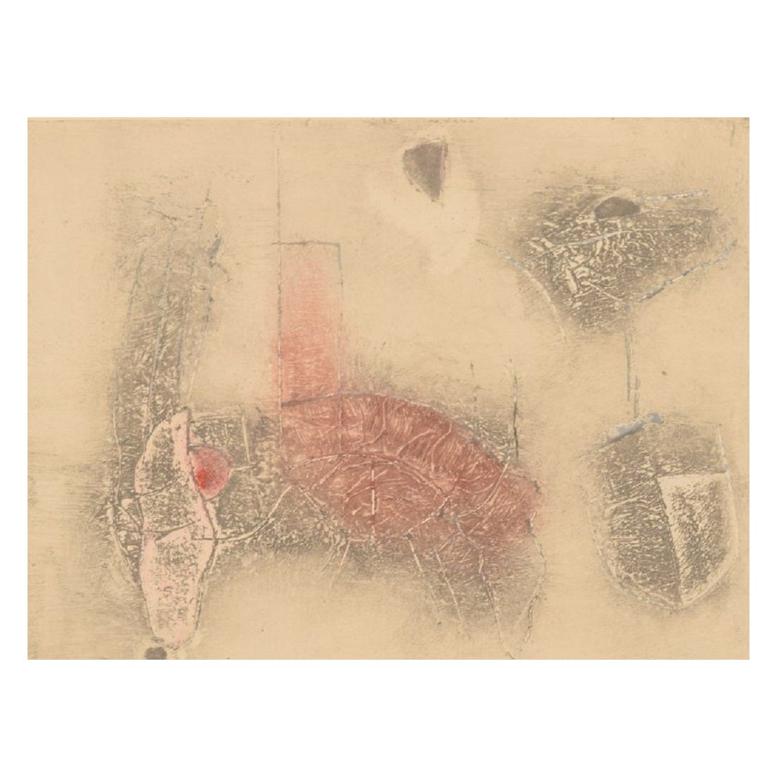 Selma Daffre, artiste brésilienne référencée, Collographe sur papier, "Linhas"