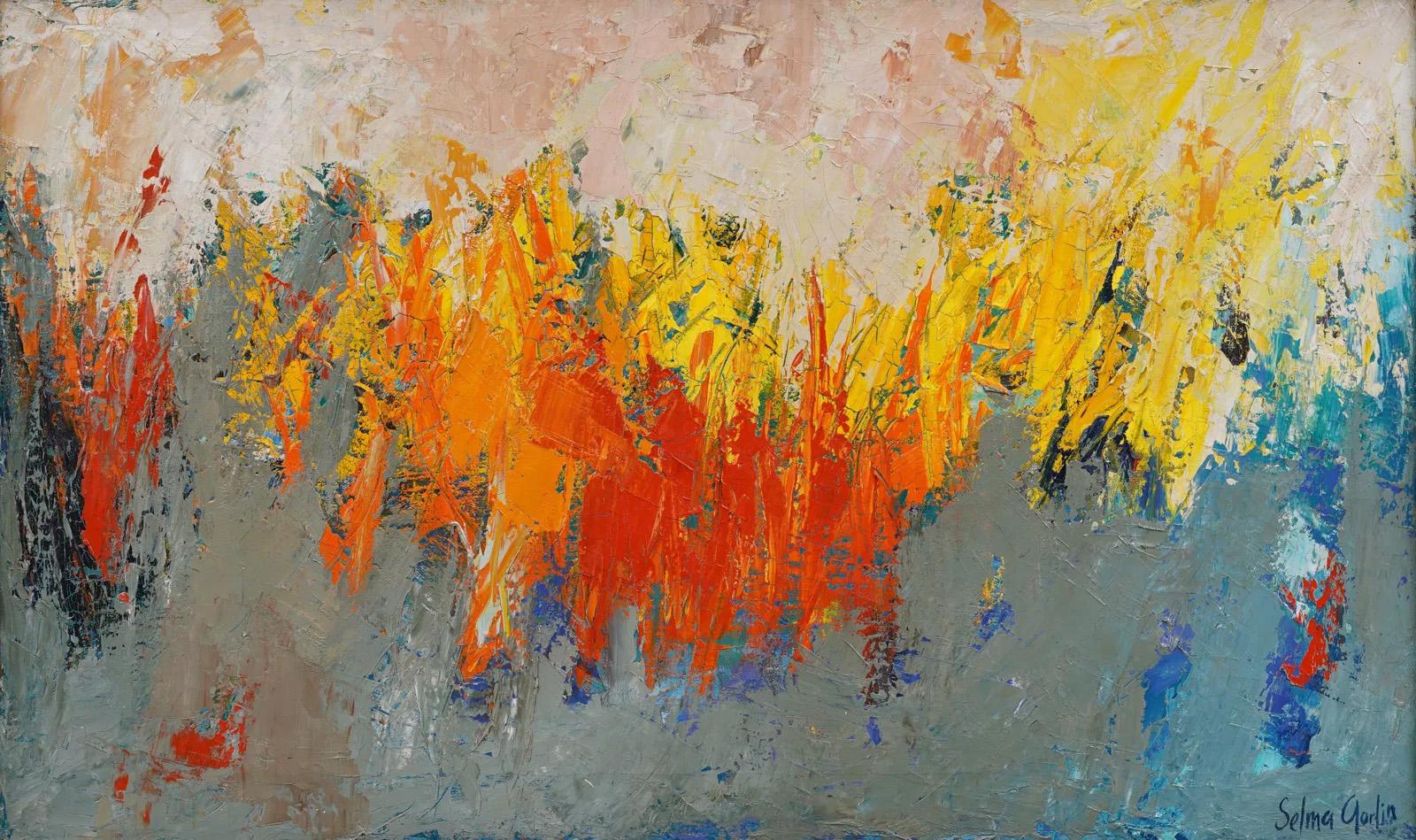 Antike amerikanische Modernist Abstract Expressionist signiert gerahmte Ölgemälde (Abstrakt), Painting, von Selma Gorlin 
