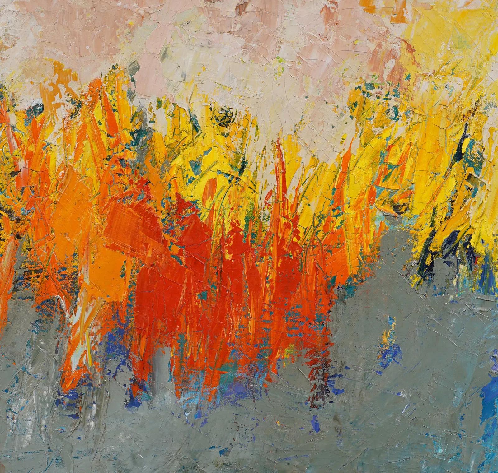 Antike amerikanische Modernist Abstract Expressionist signiert gerahmte Ölgemälde (Braun), Abstract Painting, von Selma Gorlin 