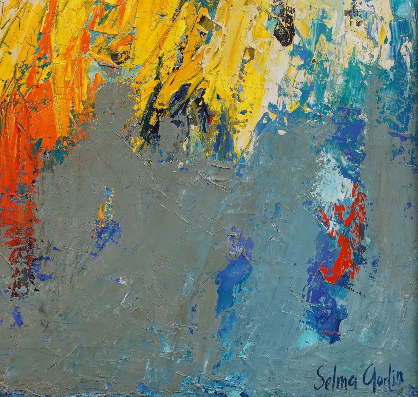 Beeindruckendes abstraktes Ölgemälde der frühen amerikanischen Moderne von Selma Gorlin (1896 - 1975).  Gerahmt.  Öl auf Leinwand.  Unterschrieben.  Bildgröße: 18H x 30L.