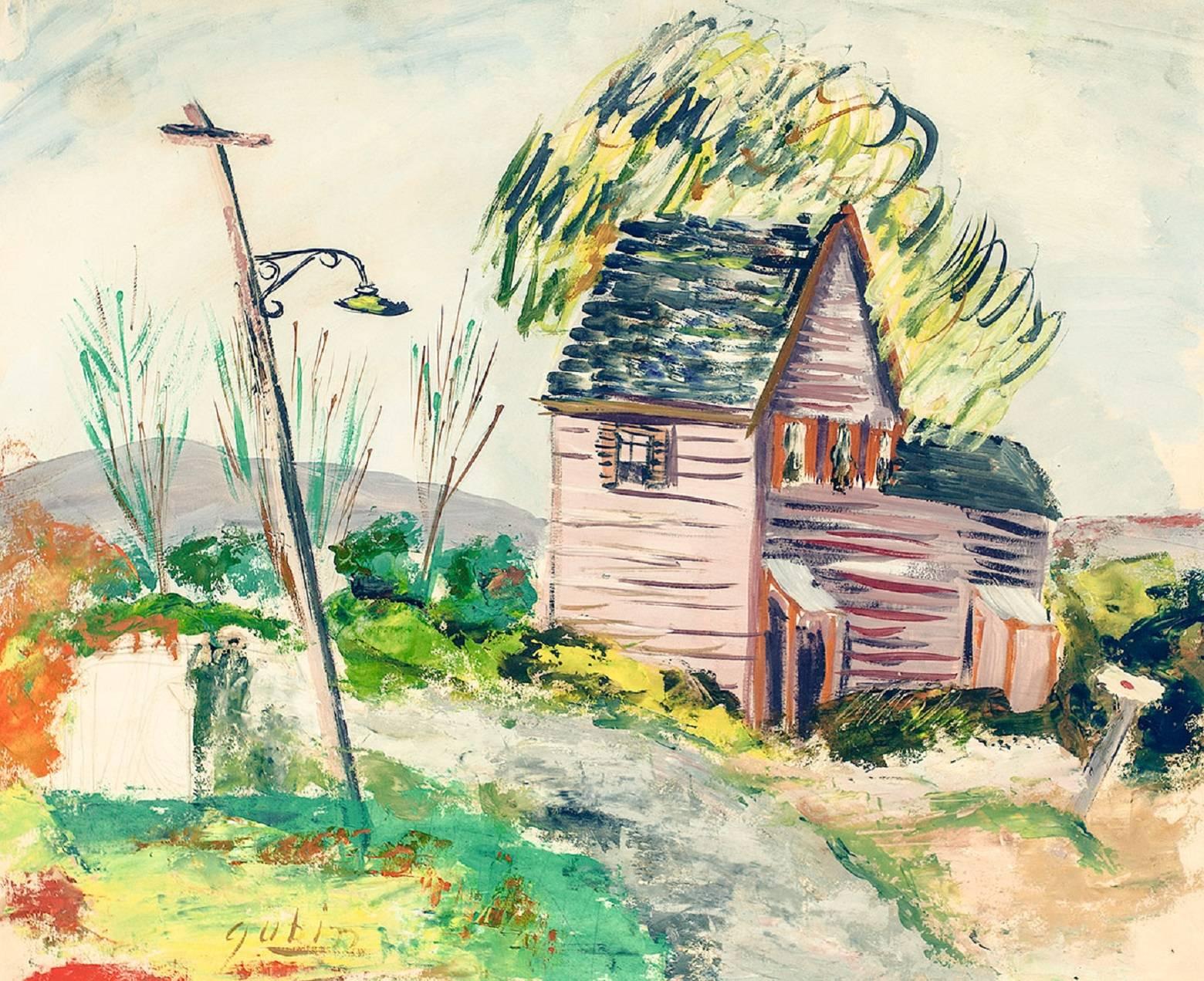 Country Lane, Farmhouse, Americana - Painting by Selma Gubin